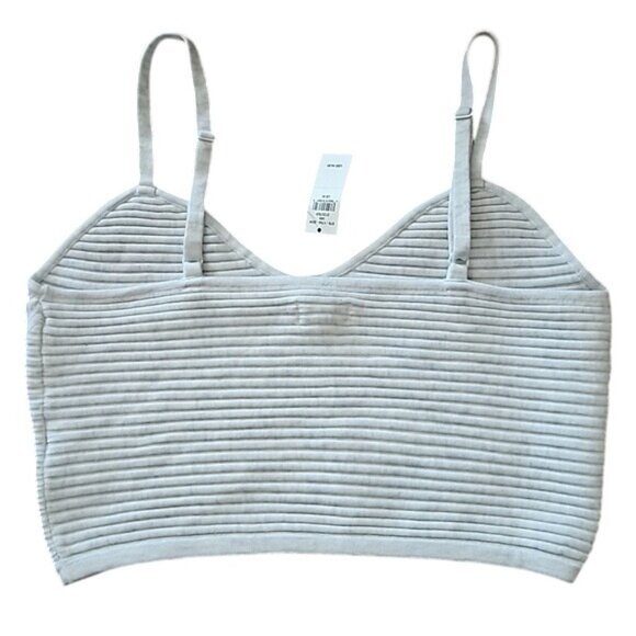 Aerie Ribbed Crop Top Bralette Size Medium New Adjustable Soft Stretch Gray - Picture 6 of 8